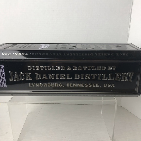 Jack Daniels Tennessee Whiskey EMPTY Tin BLACK Top Opening Gift Box No 7 - Picture 12 of 16